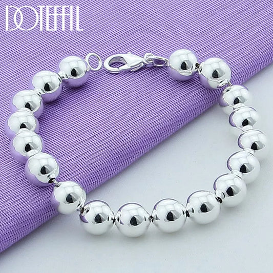 DOTEFFIL 925 Sterling Silver 24K Gold 8mm/10mm Bracelet - Fashion Jewellery for Weddings and Special Occasions