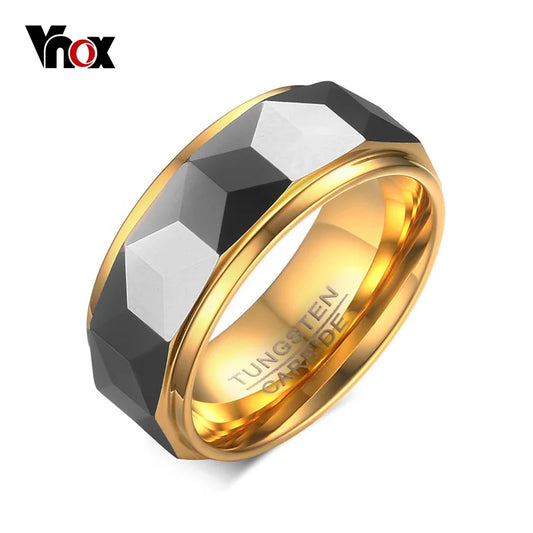 VNOX Tungsten Gold Ring - Elegant Men's Jewellery - Shop Now!