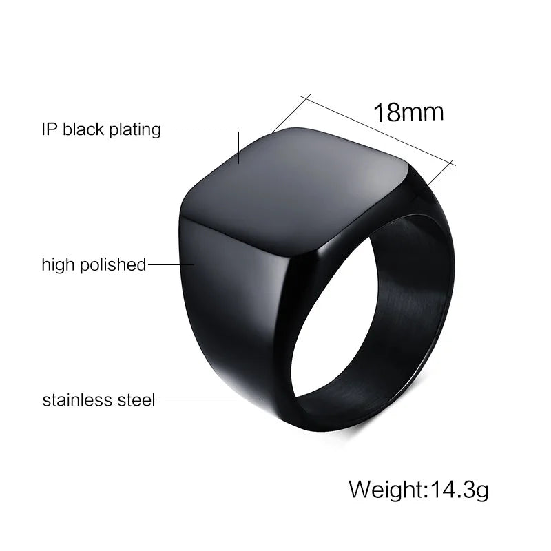 Trendy VNOX Smooth Black Rock Punk Ring - Fashionable Men's Accessory - Order Today!