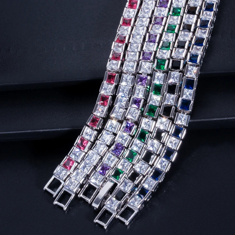 3mm Princess Cut CZ Tennis Bracelet - Women's White Gold Color | Shop Elegant Jewelry Online