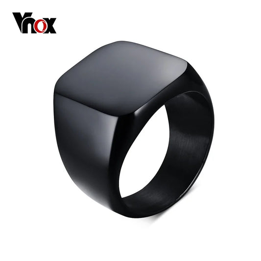 Trendy VNOX Smooth Black Rock Punk Ring - Fashionable Men's Accessory - Order Today!