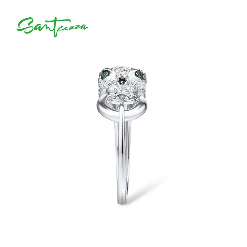 SANTUZZA 925 Sterling Silver Ring for Women - Green Spinel & White Cubic Zirconia - Shop Now!