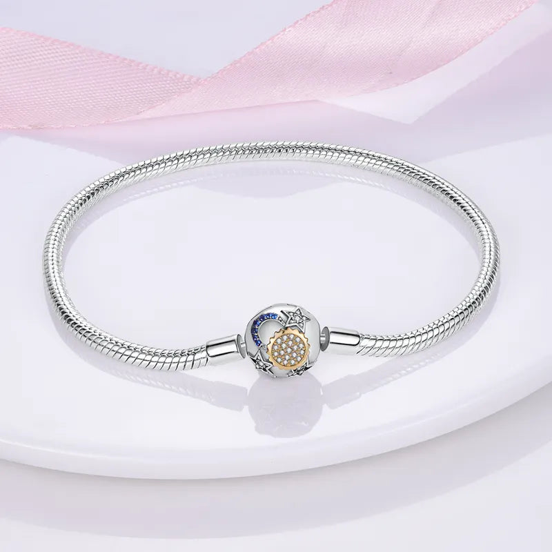 Bracelet Silver 925 Original 17-20CM Star Moon Sun Four Leaf Clover Green Zircon | Discover Unique Silver Bracelets